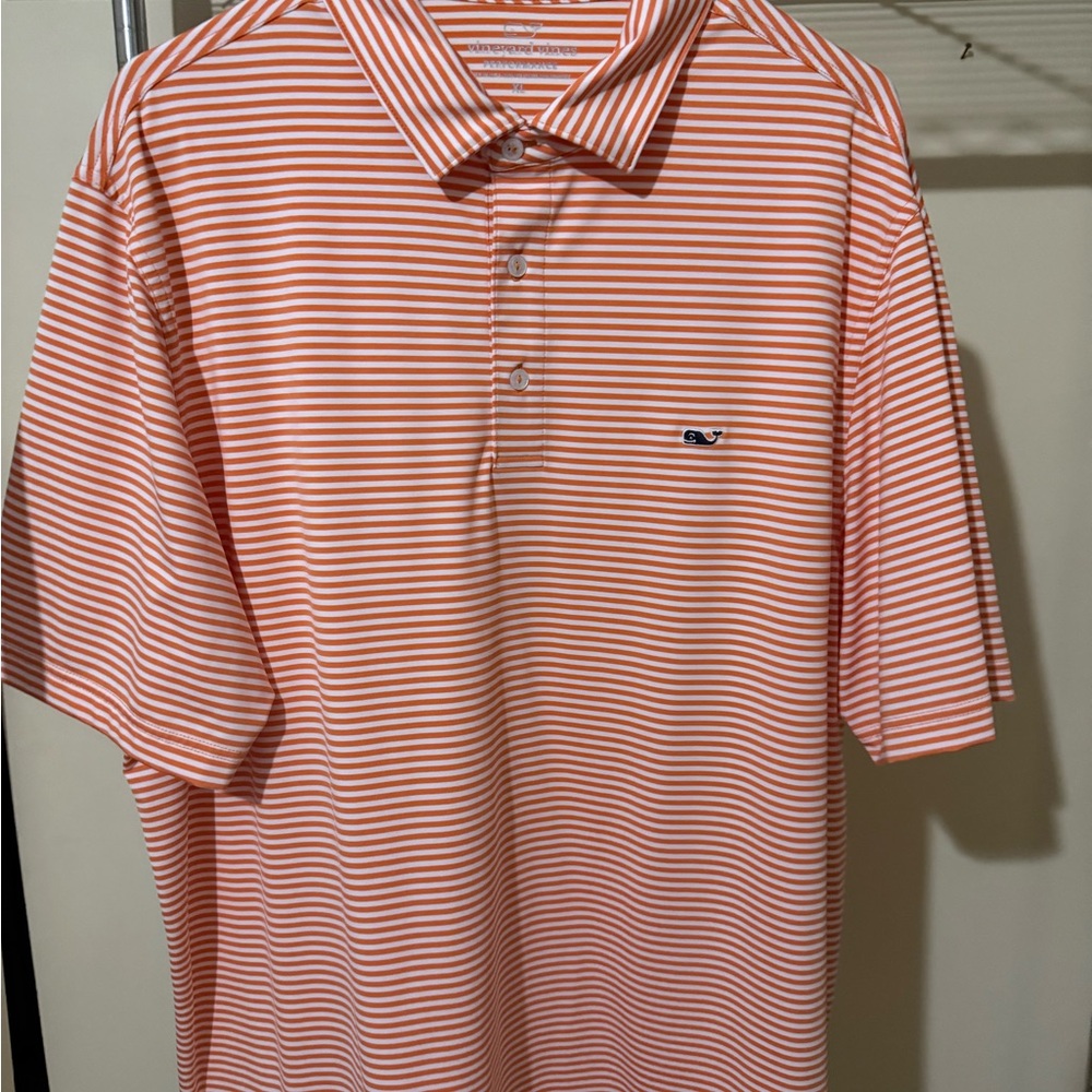 Vineyard Vines Men's Polo Shirt - Coral Stripes